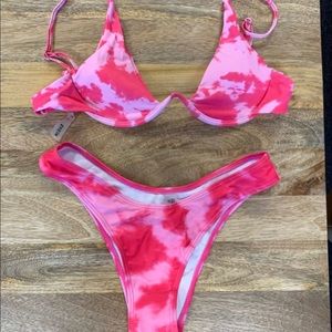 BRAND NEW PINK TIE DYE SHEIN BIKINI TWO PIECE S/M